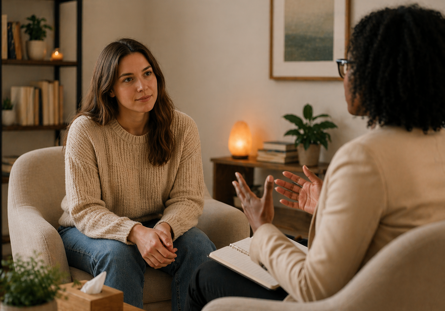 Therapist using integrative brain-based therapy approach during counselling session at Whole Minded Psychologists.